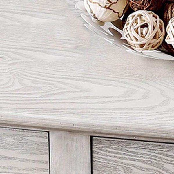 Transitional Wooden Coffee Table With Turned Legs And 2 Drawers, White