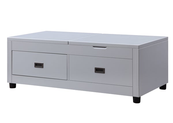Coffee Table With Top Lift And Reversible Lid Tray, Light Gray