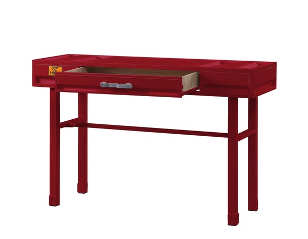 industrial Style Metal And Wood 1 Drawer Vanity Desk, Red