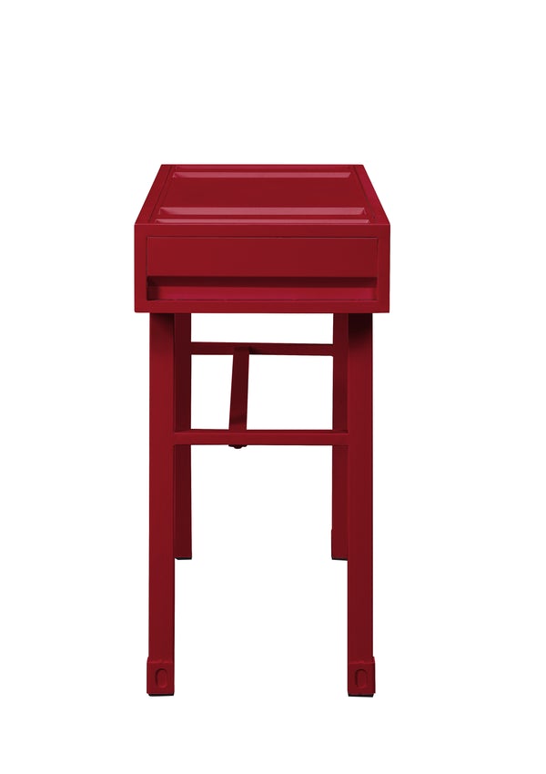 industrial Style Metal And Wood 1 Drawer Vanity Desk, Red