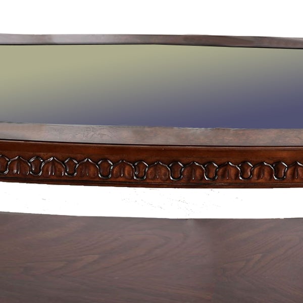 Traditional Coffee Table With Cabriole Legs And Wooden Carving, Brown