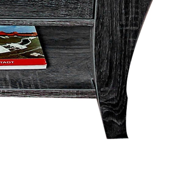 Low Rise Coffee Table With Drawers And Bottom Shelves, Gray