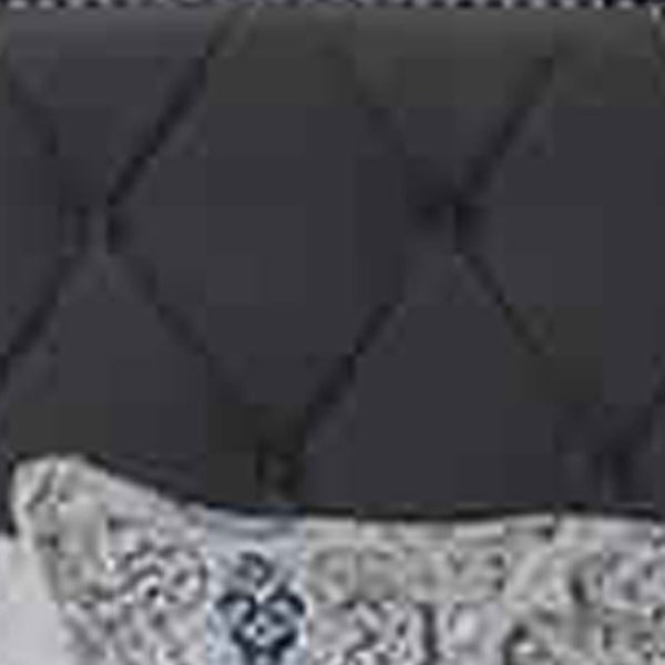 Fabric Queen Size Bed With Camelback Headboard And Nailhead Trim, Gray