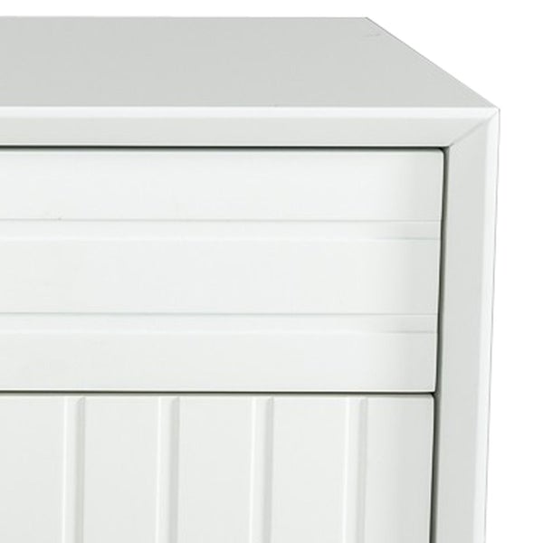 2 Drawers Wooden Nightstand With Metal Bar Pulls, White And Black