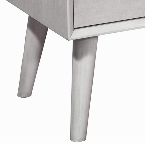 Mid Century Modern Wooden Nightstand With 2 Drawers And Slanted Legs, Gray - BM220516