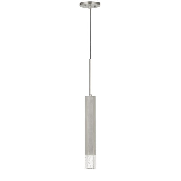 Hexagonal Metal Frame Single LED Light Pendant With Glass Diffuser, Gray - BM220651