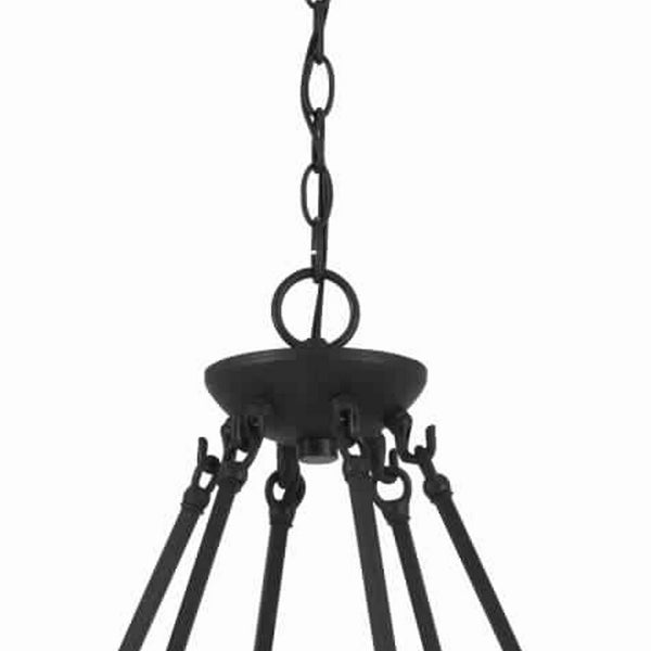 6 Bulb Metal Frame Wagon Wheel Candle Chandelier With Wooden Accents, Black - BM223076