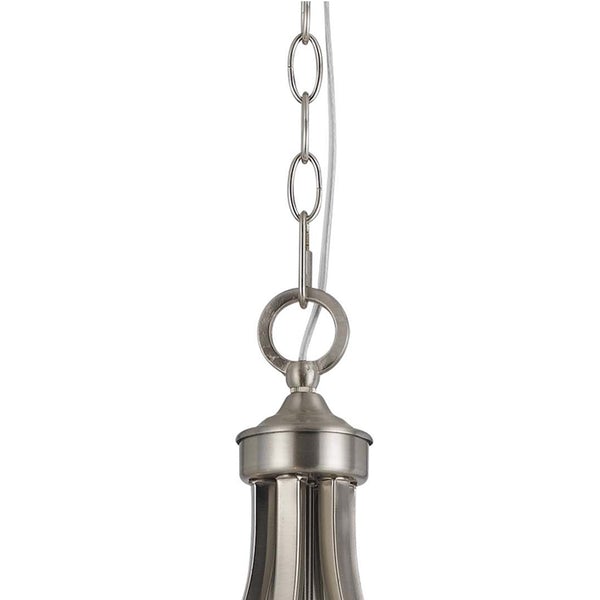 6 Bulb Uplight Chandelier With Metal Frame And Glass Shades,Silver And White - BM223080