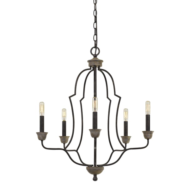 Sculpted Metal Frame Chandelier With Candelabra Base Sockets, Black - BM224726