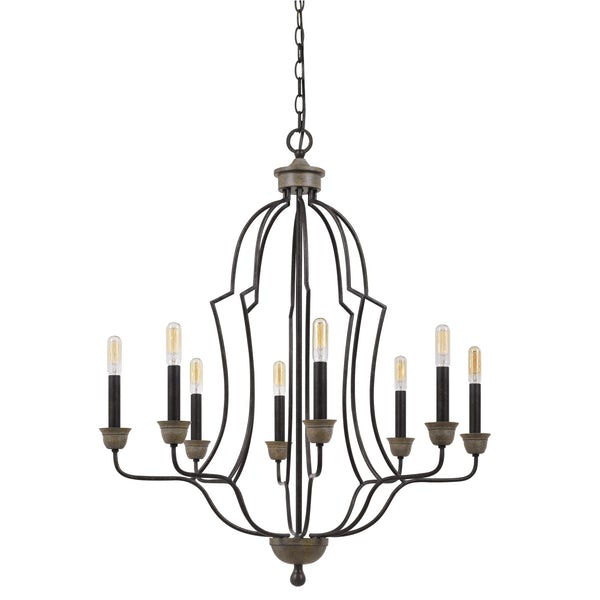 60 X 8 Watt Metal Chandelier With Tubular Frame, Textured Bronze - BM224891