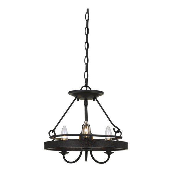 60 X 3 Watt Metal Frame Pendant With Hardwired Switch, Textured Gray - BM224944
