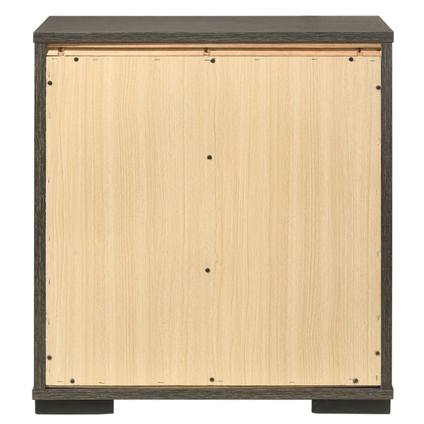 3 Drawer Wooden Nightstand With Mirror Trim Accents, Gray