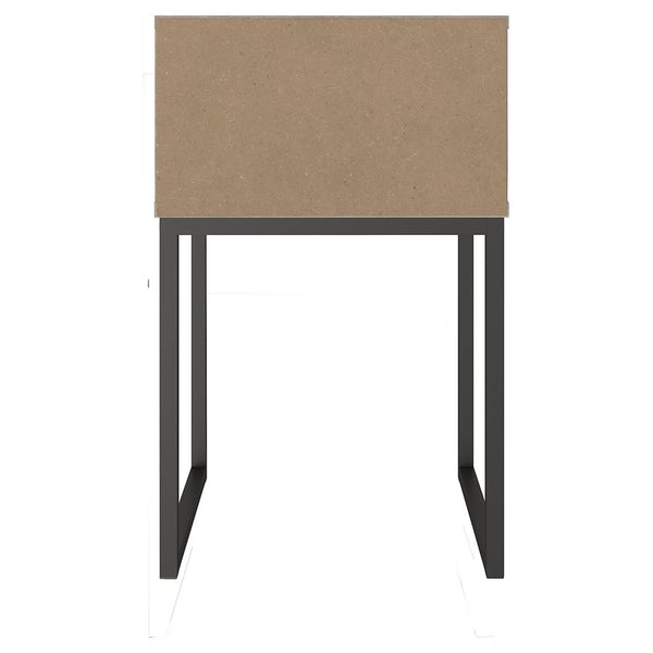 Single Drawer Wooden Nightstand With Grain Details, Washed Brown And Black