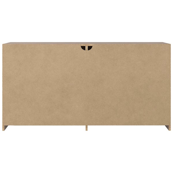 6 Drawer Wooden Dresser With Sled Base, Beige