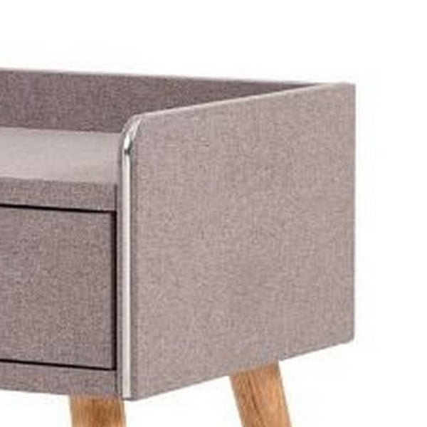 1 Drawer Wooden Nightstand With Raised Top, Gray And Brown -