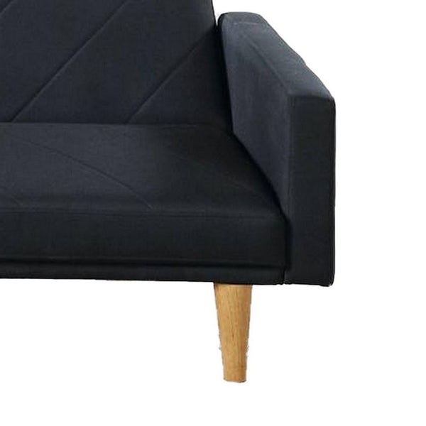 Fabric Adjustable Sofa With Chevron Pattern And Splayed Legs, Black