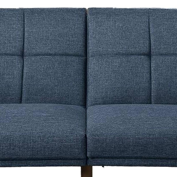 Fabric Adjustable Sofa With Square Tufted Back, Blue