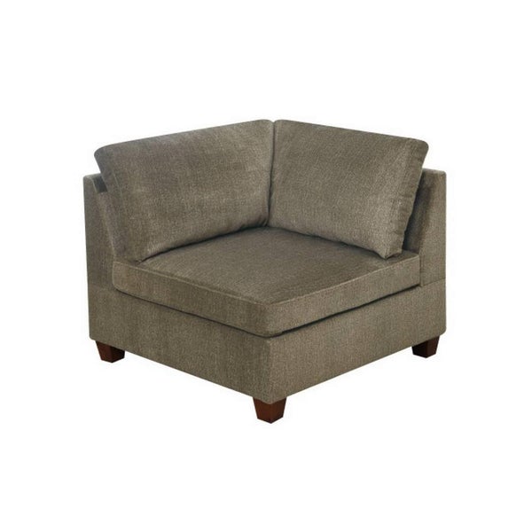 37 Inches Fabric Upholstered Wooden Corner Wedge, Taupe Brown