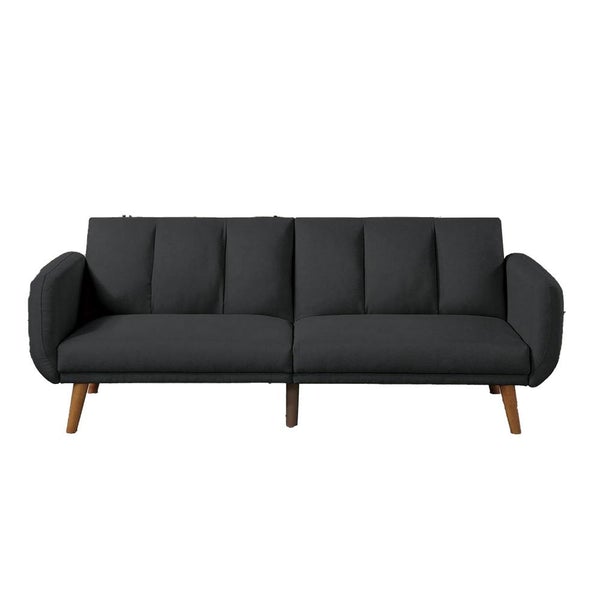 Adjustable Upholstered Sofa With Track Armrests And Angled Legs, Gray