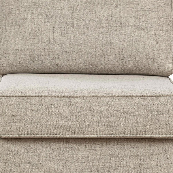 Fabric Upholstered Armless Chair With Welt Trim, Beige