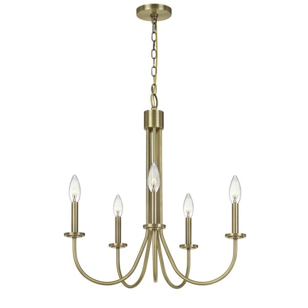 Metal Chandelier With 5 Candelabra Holders, Gold - BM233250