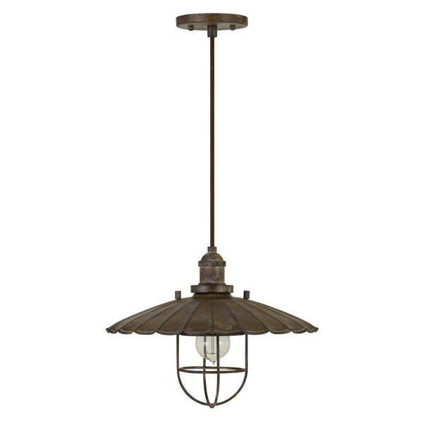 Rustic Inverted Flower Petal Metal Pendant Lighting With Cage Frame, Bronze - BM233262