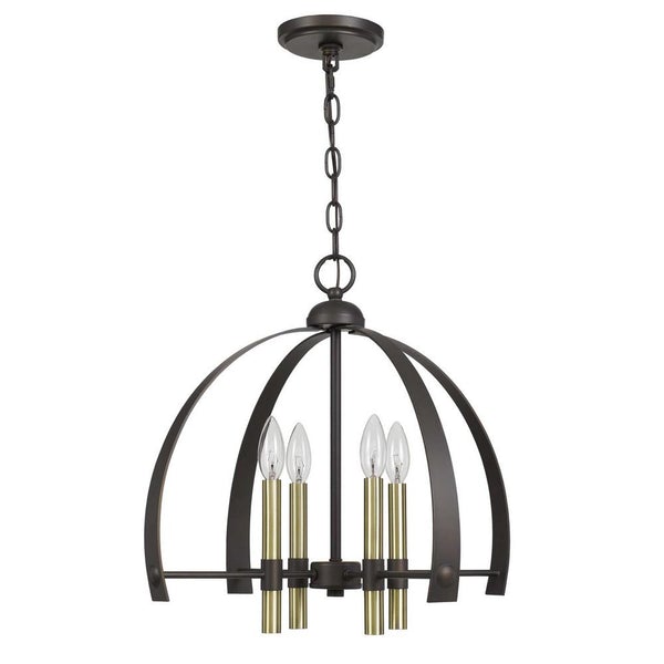 Metal Chandelier With 4 Candelabra Holders, Black And Gold - BM233274