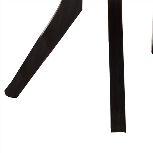 Dining Table With Wooden Top And Angled Legs, Brown