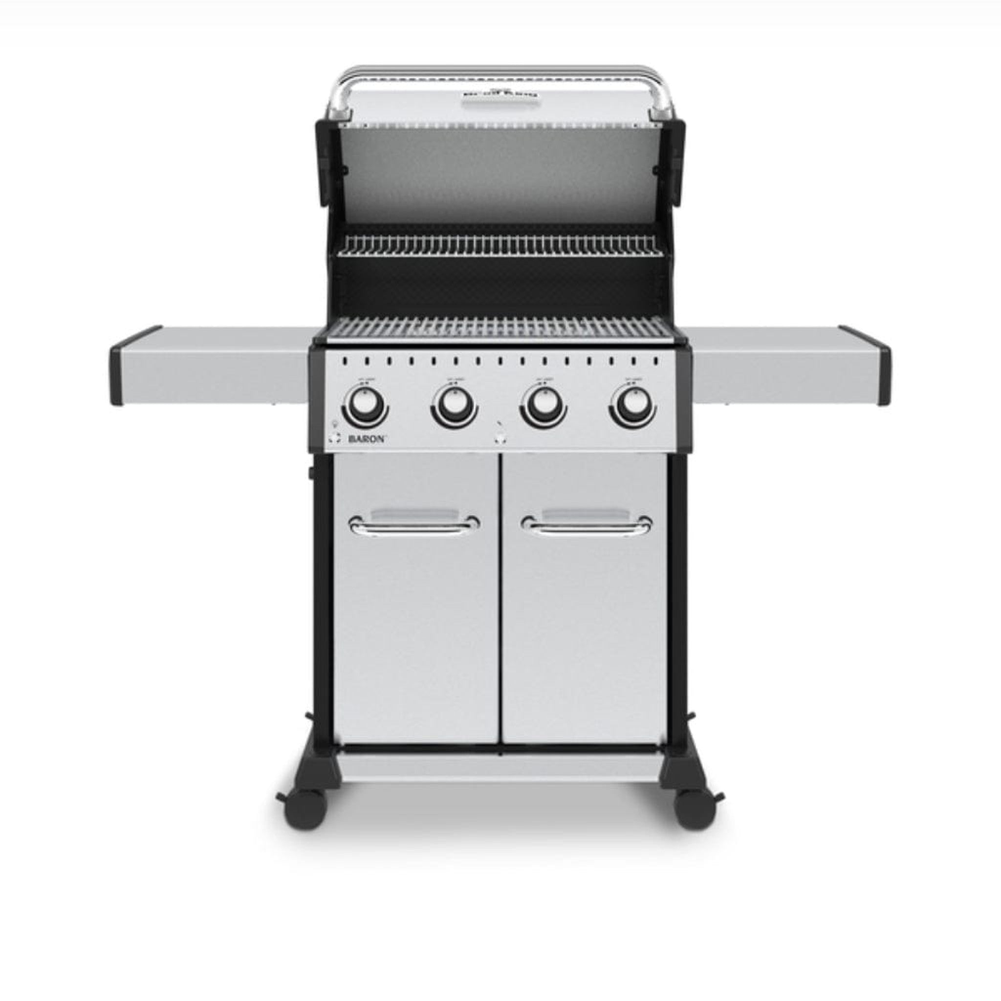 Broil King Baron S 420 Pro 57" 4-Burner Gas Grill with Stainless Steel Grids & Drop-Down Shelves