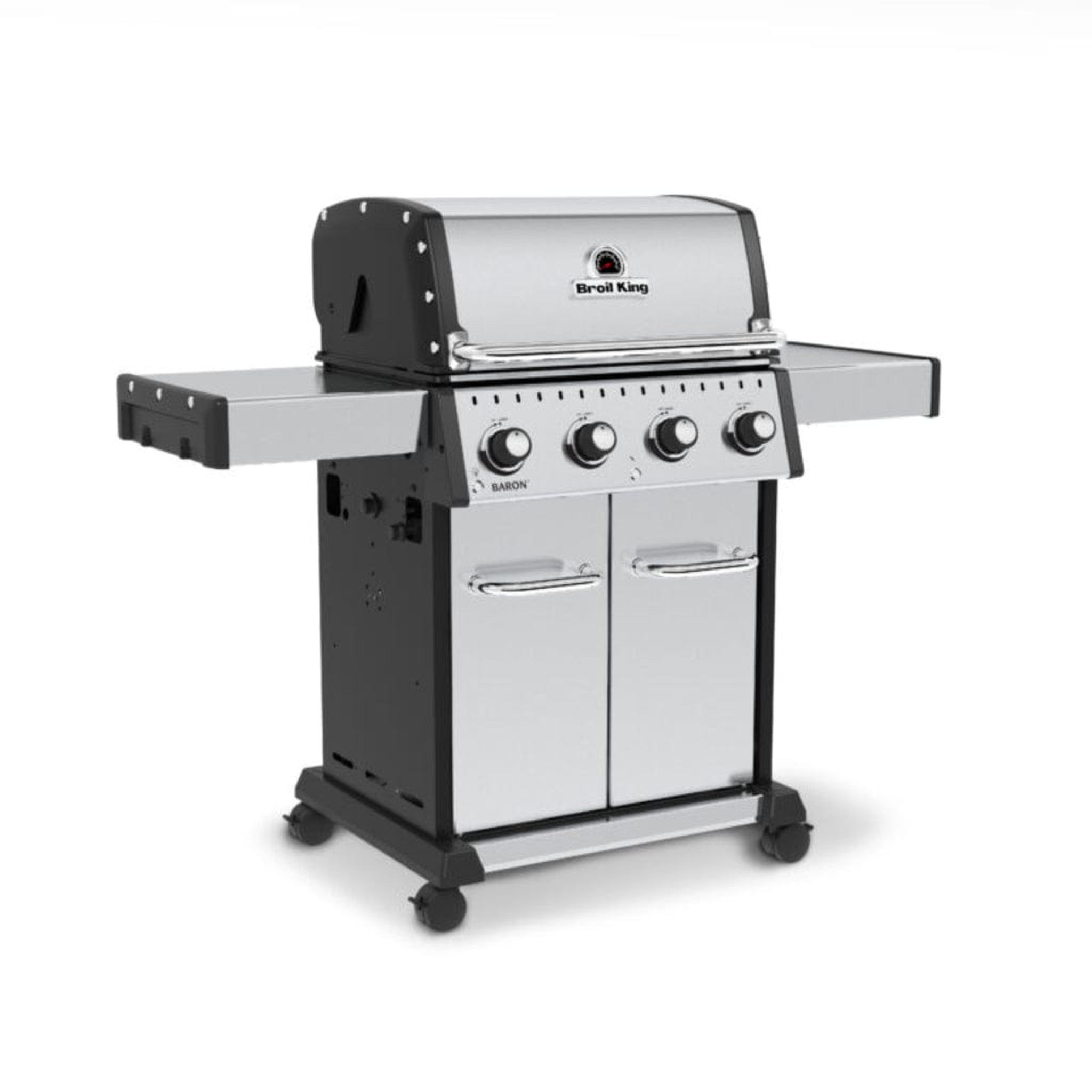 Broil King Baron S 420 Pro 57" 4-Burner Gas Grill with Stainless Steel Grids & Drop-Down Shelves