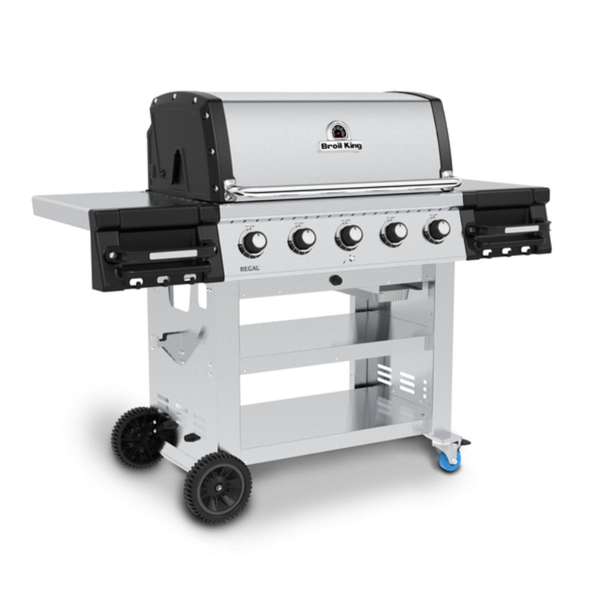 Broil King Regal S 510 62" 5-Burner Commercial Gas Grill with Cast Aluminum Side Shelf Bins