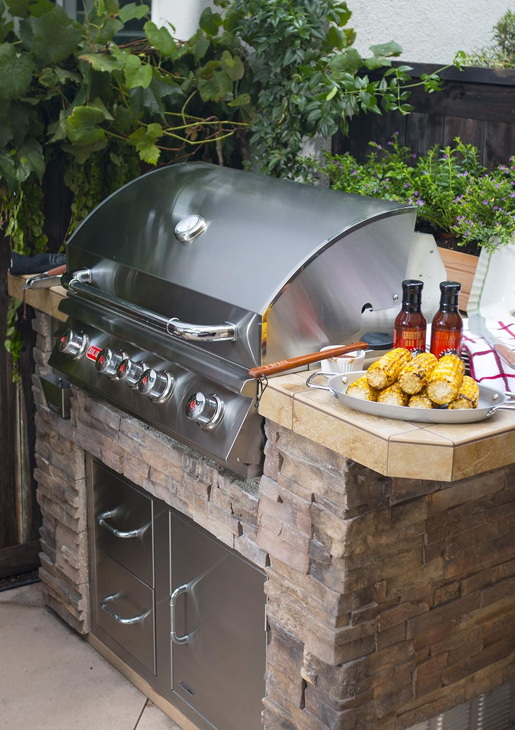 Bull Angus 30" Built-In 4-Burner Gas Grill Twin Lighting System with Infrared Backburner and Rotisserie