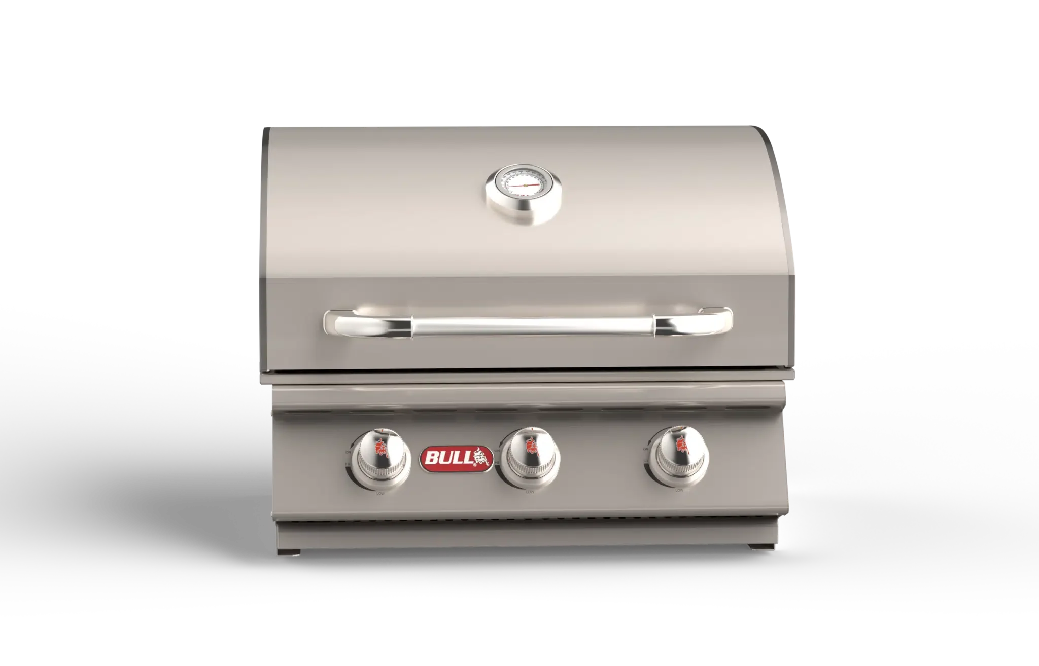 Bull Steer 25" Built-In 3-Burner Gas Grill with Dual Lined Hood & Heavy-Duty Thermometer