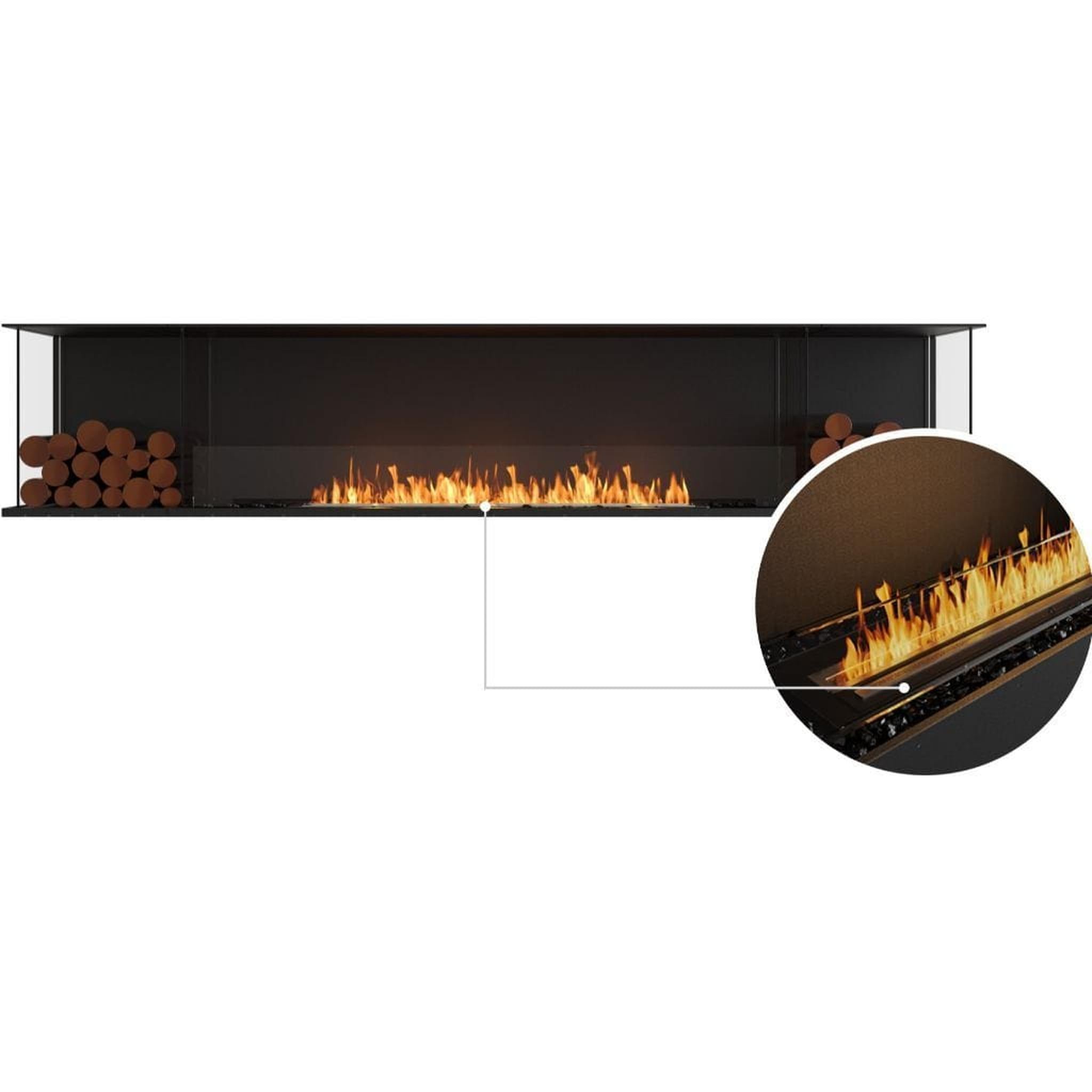 EcoSmart Fire 108" Flex 104BY Bay Ethanol Fireplace Insert with Decorative Box and Adjustable Flame by Mad Design Group