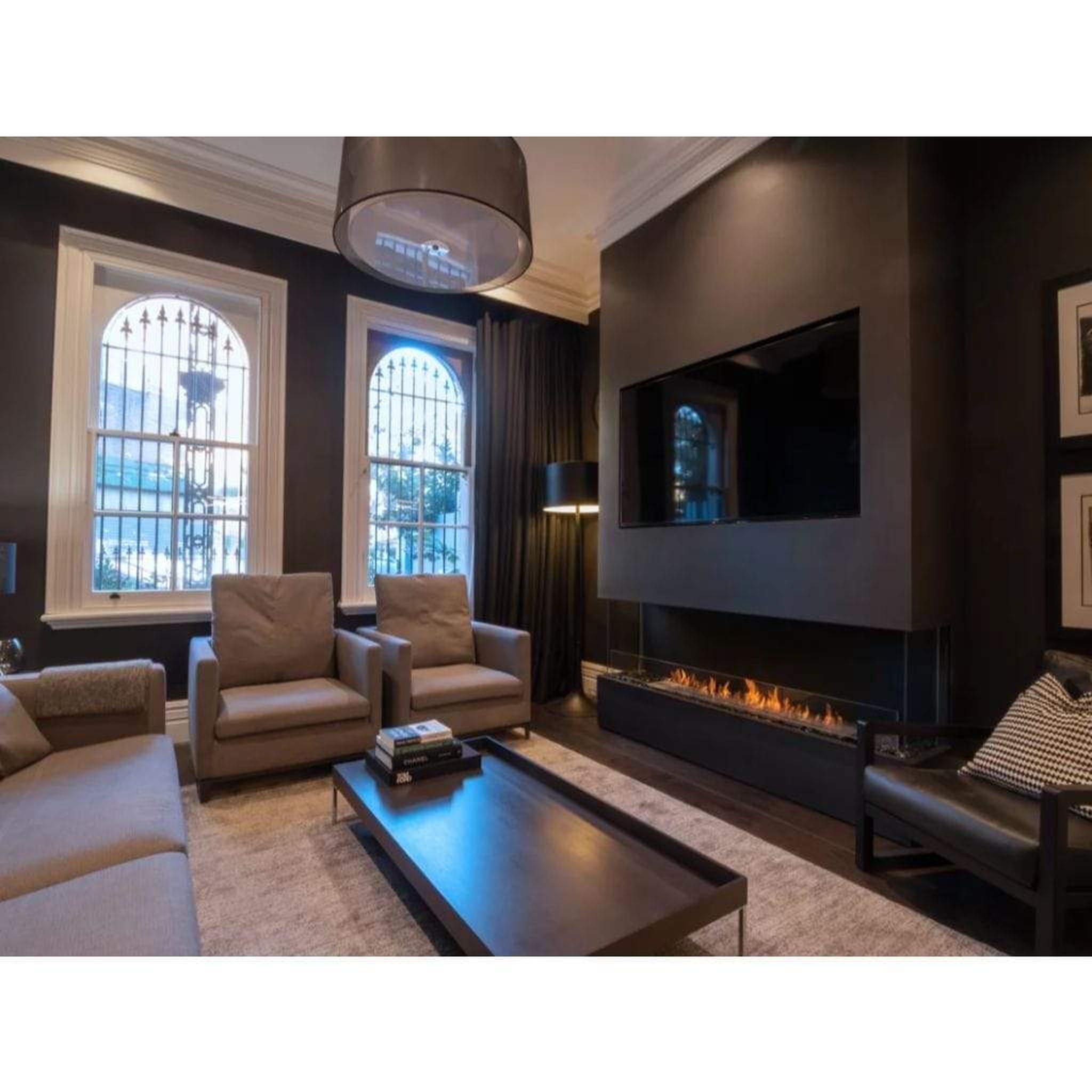 EcoSmart Fire 108" Flex 104BY Bay Ethanol Fireplace Insert with Decorative Box and Adjustable Flame by Mad Design Group