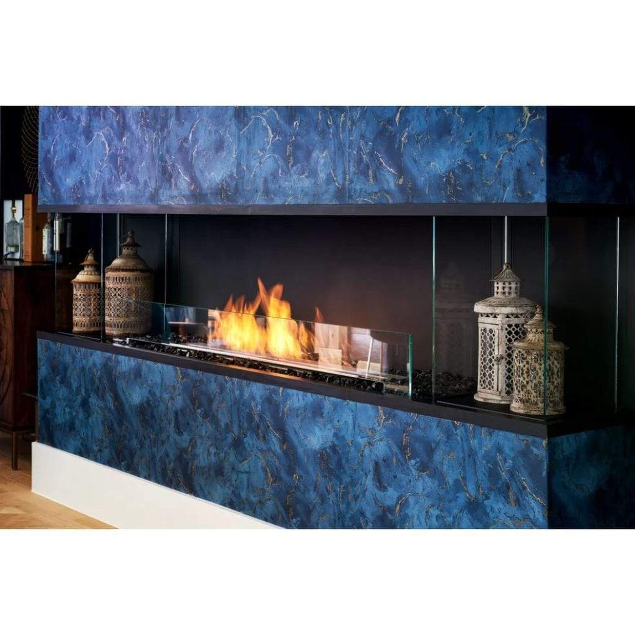 EcoSmart Fire 108" Flex 104BY Bay Ethanol Fireplace Insert with Decorative Box and Adjustable Flame by Mad Design Group