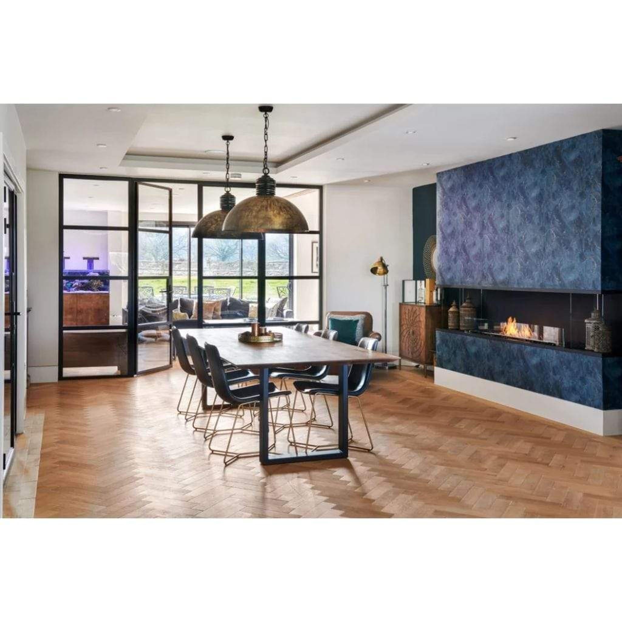 EcoSmart Fire 108" Flex 104BY Bay Ethanol Fireplace Insert with Decorative Box and Adjustable Flame by Mad Design Group