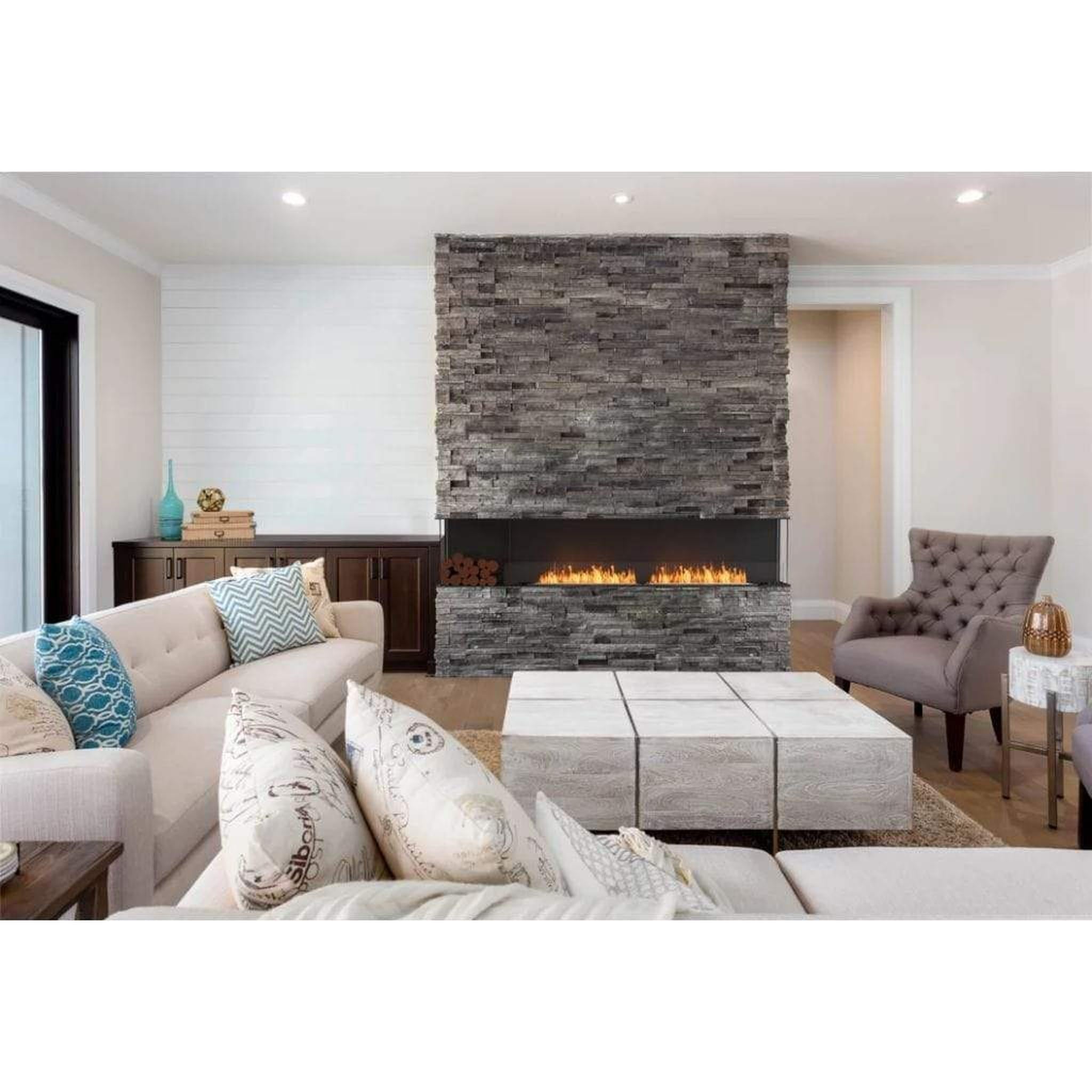 EcoSmart Fire 108" Flex 104BY Bay Ethanol Fireplace Insert with Decorative Box and Adjustable Flame by Mad Design Group