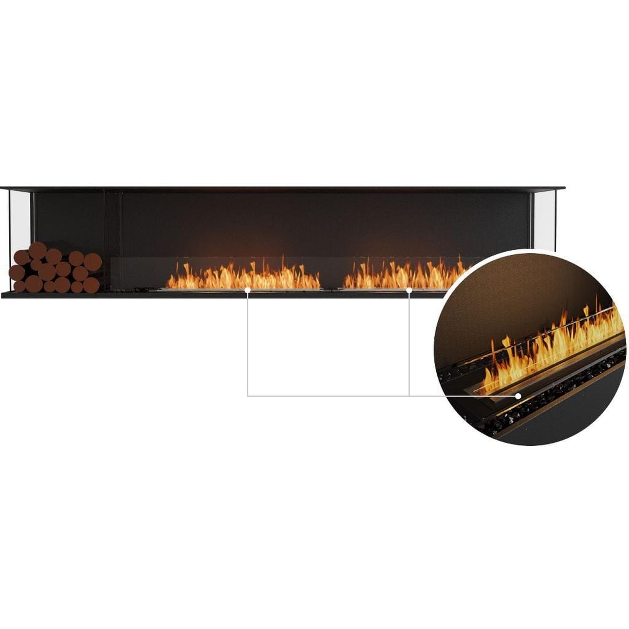 EcoSmart Fire 108" Flex 104BY Bay Ethanol Fireplace Insert with Decorative Box and Adjustable Flame by Mad Design Group