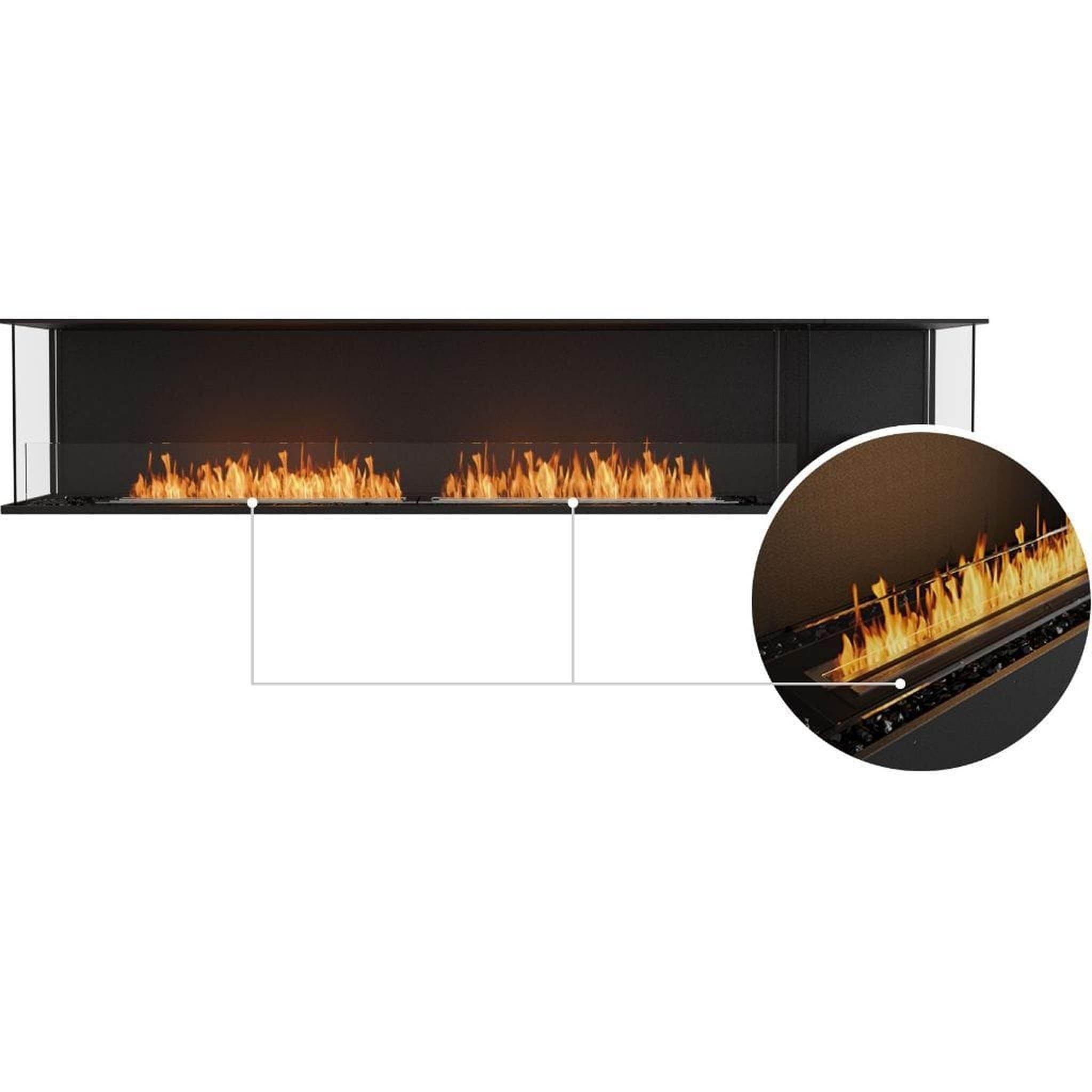 EcoSmart Fire 108" Flex 104BY Bay Ethanol Fireplace Insert with Decorative Box and Adjustable Flame by Mad Design Group