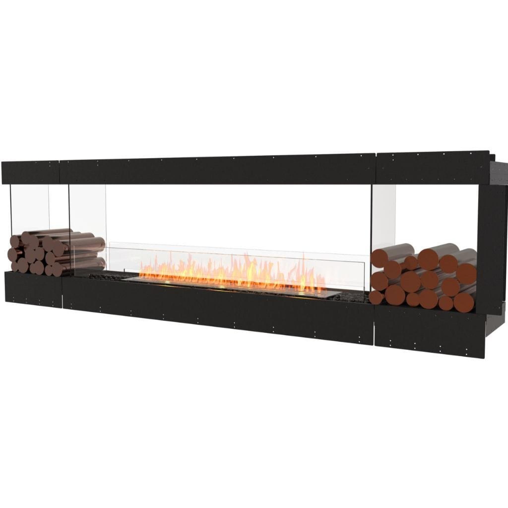 EcoSmart Fire 110" Flex 104PN Peninsula Ethanol Fireplace Insert with Decorative Box & Dual Glass Windscreens by Mad Design Group