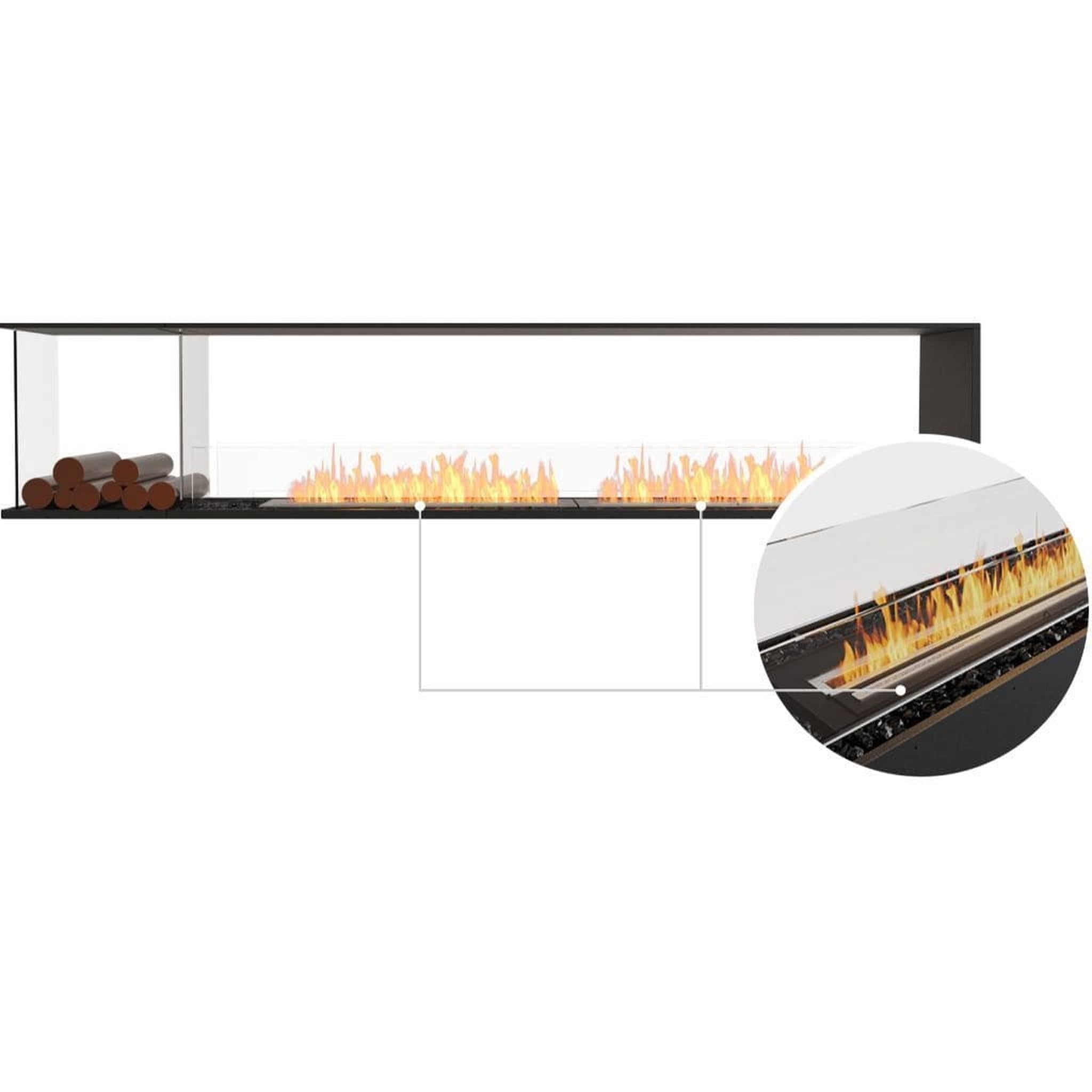 EcoSmart Fire 110" Flex 104PN Peninsula Ethanol Fireplace Insert with Decorative Box & Dual Glass Windscreens by Mad Design Group
