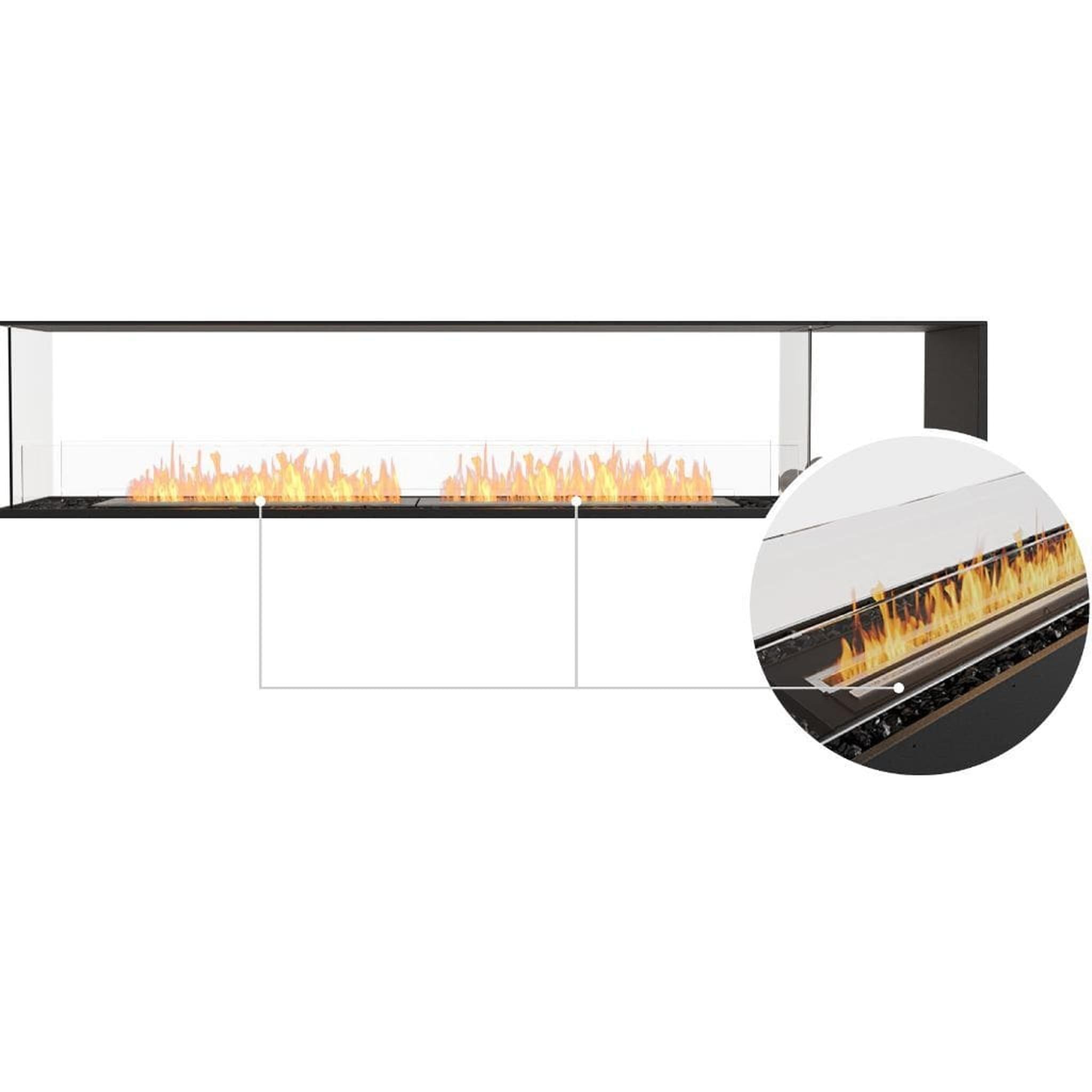 EcoSmart Fire 110" Flex 104PN Peninsula Ethanol Fireplace Insert with Decorative Box & Dual Glass Windscreens by Mad Design Group