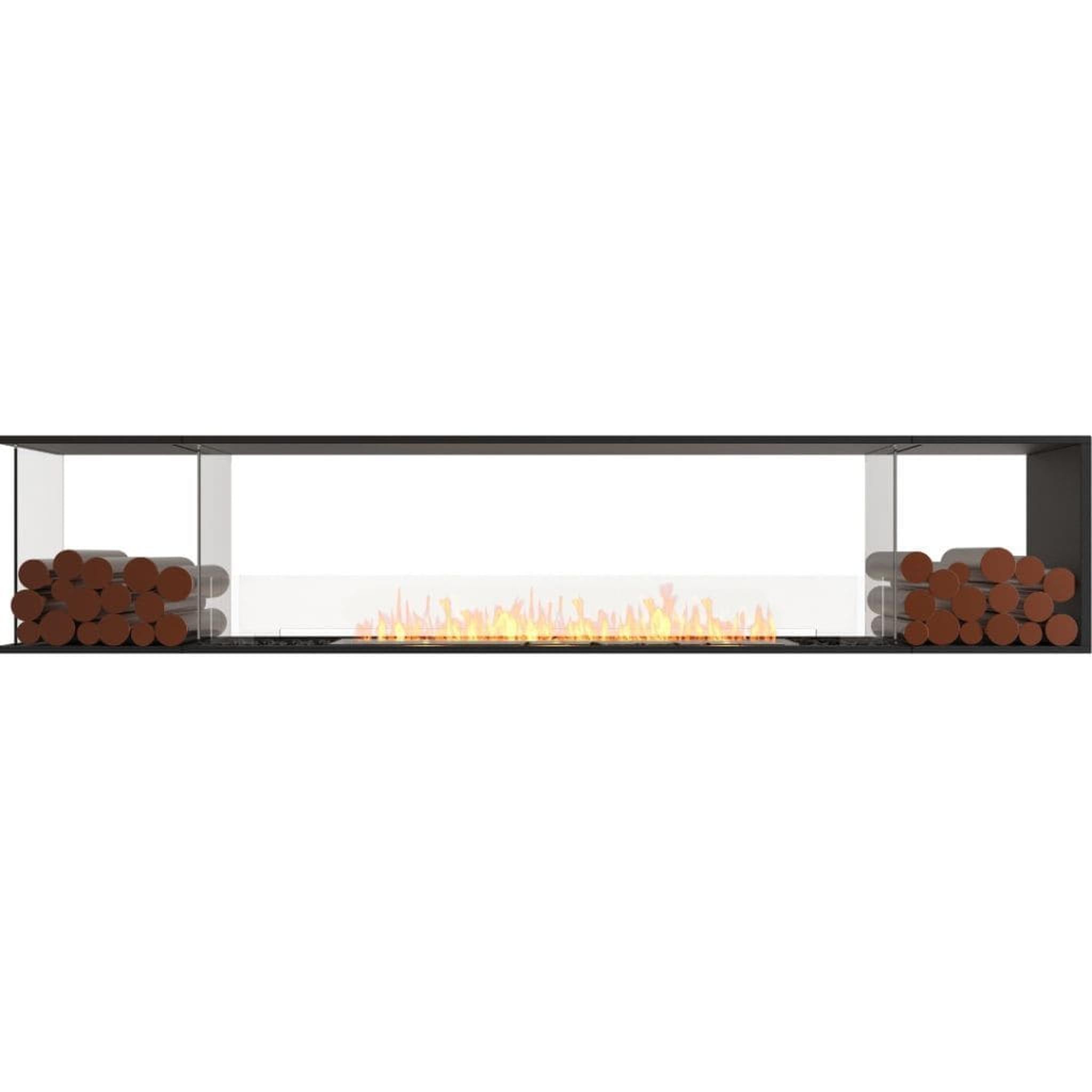 EcoSmart Fire 110" Flex 104PN Peninsula Ethanol Fireplace Insert with Decorative Box & Dual Glass Windscreens by Mad Design Group