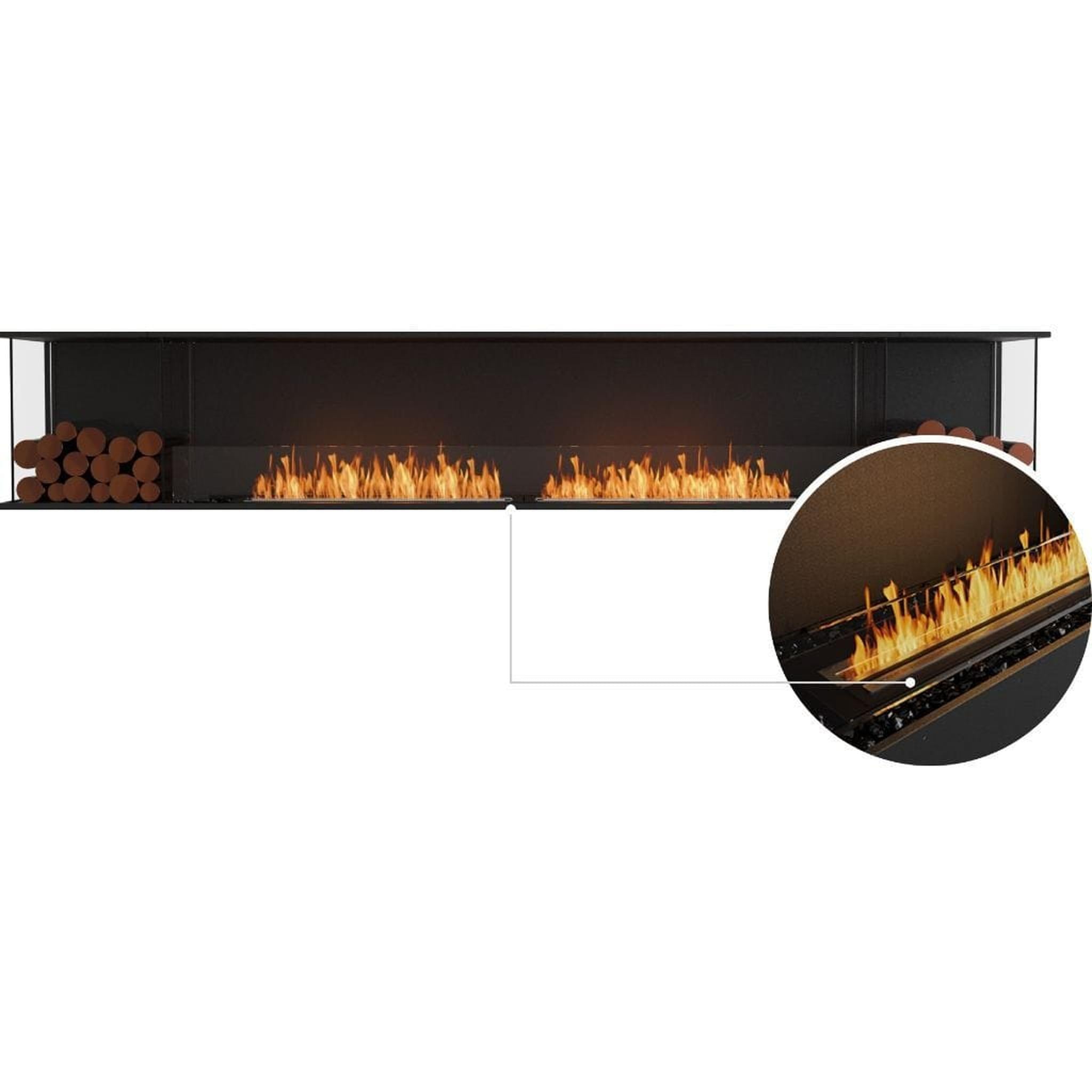EcoSmart Fire 126" Flex 122BY Bay Ethanol Fireplace Insert with Decorative Box and Adjustable Flame by Mad Design Group