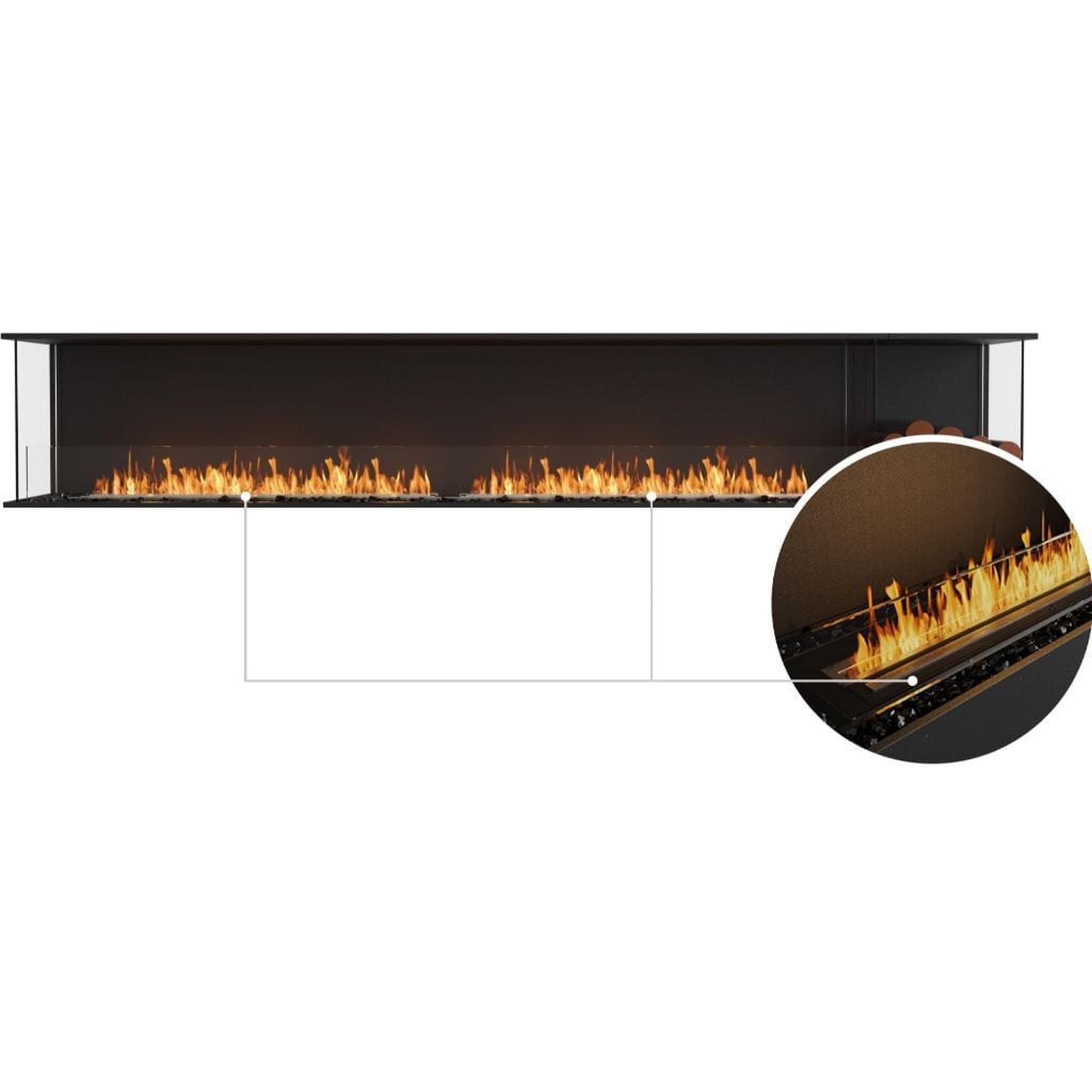 EcoSmart Fire 126" Flex 122BY Bay Ethanol Fireplace Insert with Decorative Box and Adjustable Flame by Mad Design Group