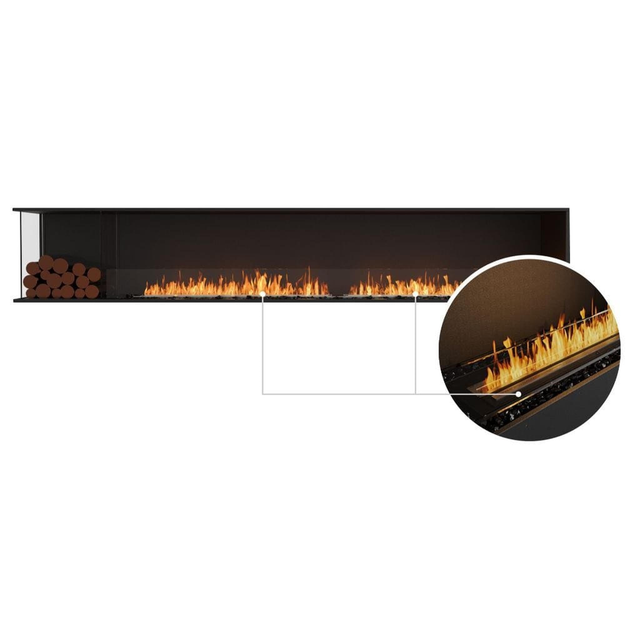 EcoSmart Fire Flex 122LC/122RC 128" Ethanol Fireplace Insert with Decorative Box and Adjustable Flame by Mad Design Group