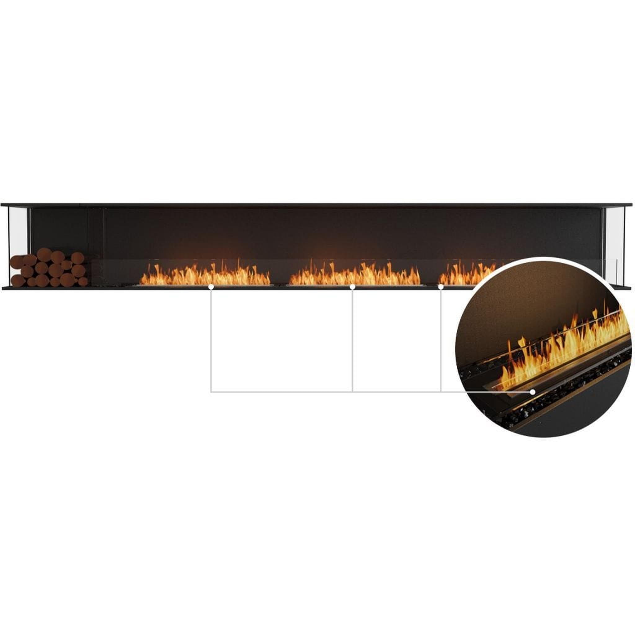 EcoSmart Fire 144" Flex 140BY Bay Ethanol Fireplace Insert with Decorative Box and Adjustable Flame by Mad Design Group