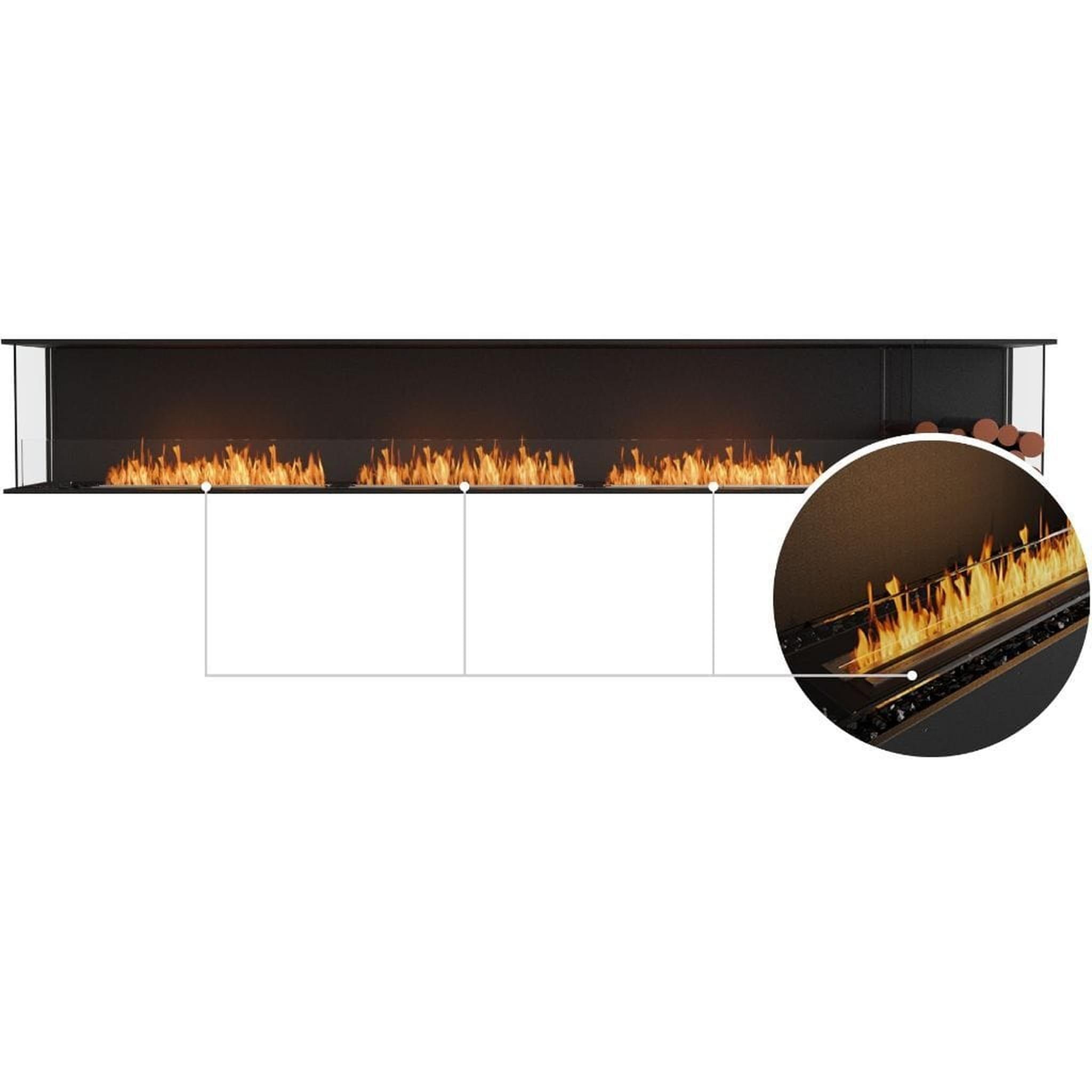 EcoSmart Fire 144" Flex 140BY Bay Ethanol Fireplace Insert with Decorative Box and Adjustable Flame by Mad Design Group