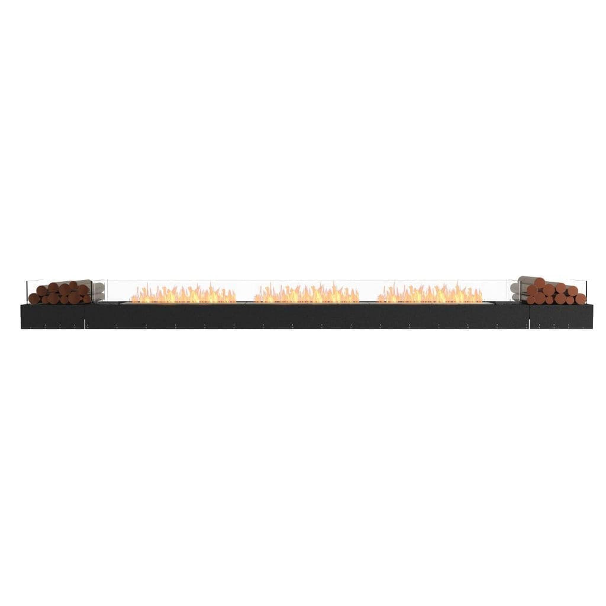 EcoSmart Fire 161" Flex 158BN Bench Ethanol Fireplace Insert with Decorative Box and Glass Windscreen by Mad Design Group